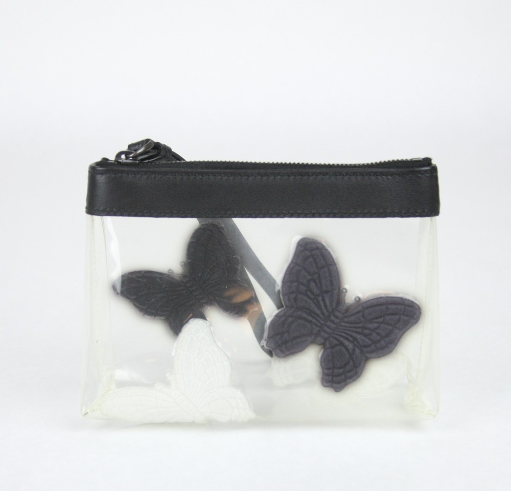 $440 New BOTTEGA VENETA Transparent Wristlet Clutch Bag Butterfly 310155 8376