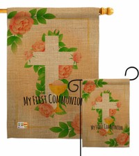 Floral Frist Communion Garden Flag First Religious Decorative Yard House Banner