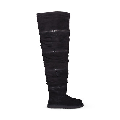 UGG CLASSIC ULTRA ULTRA TALL BLACK SUEDE ZIPPER WOMEN'S