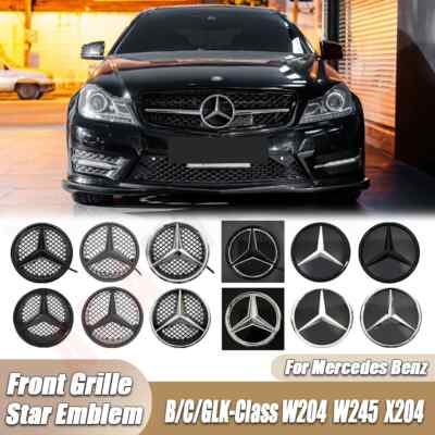 Black LED Emblem Mirror Front Grille Emblem For Mercedes Benz B/C/GLK-Class W204