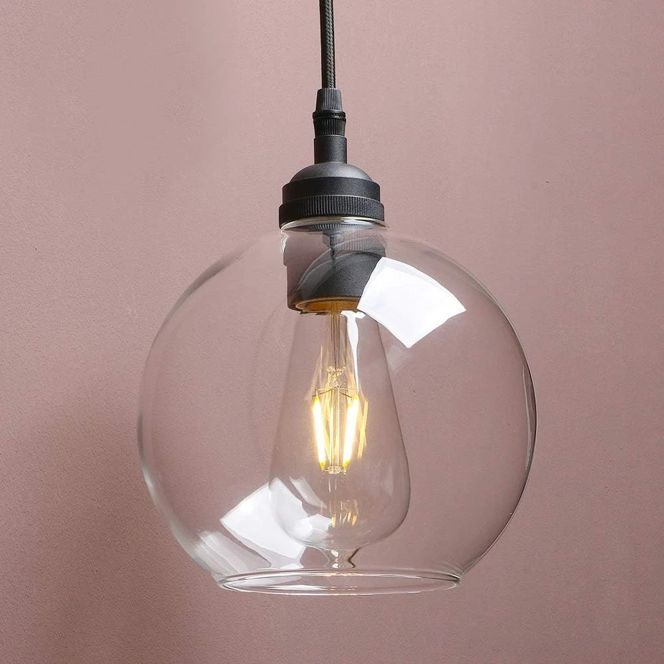 Северный промышленный стеклянный шар подвесной светильник кухня столовая лампа основание E27 - Изображение 2 из 4