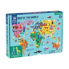 Color Multicolore Geography Map of the World by Mudpuppy , 78 pc Puzzle