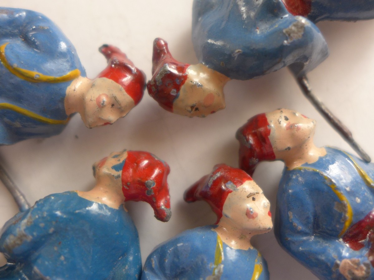 Lot De 4 Figurines Militaires Spahis / Zouave - Plomb Creux Peint - 7 Cm - France