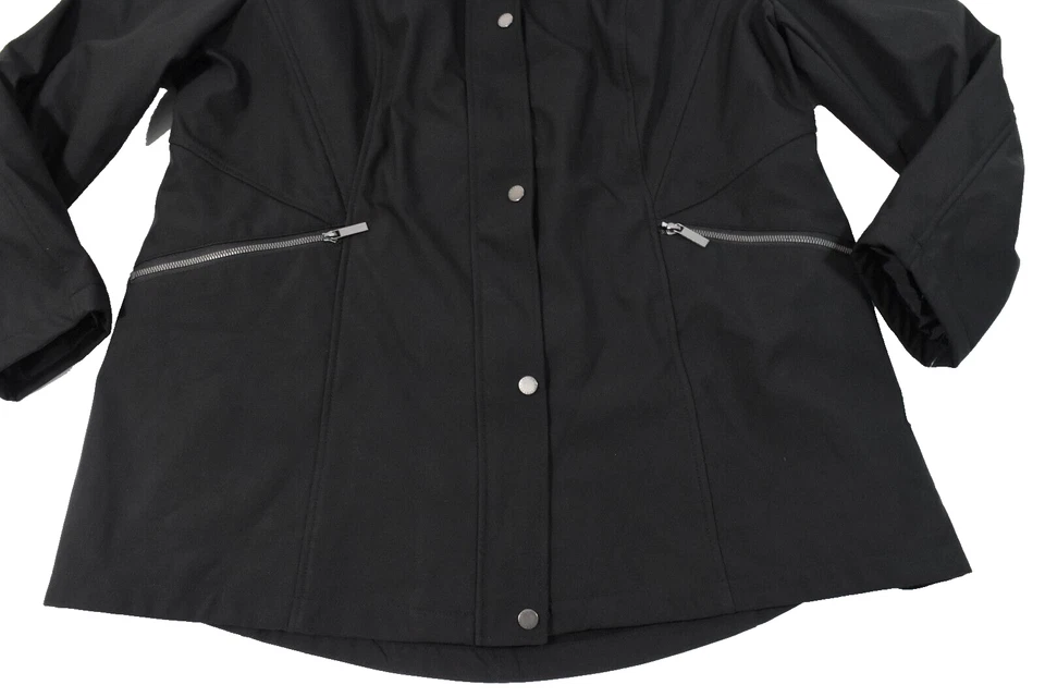 French Connection женщин траншея куртка новый 3 X черный искусственного меха отделки флиса с подкладкой - Изображение 3 из 4