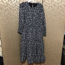 Ann Taylor Blue Multi-Color Floral A-Line Midi Dress Size Extra Small XS