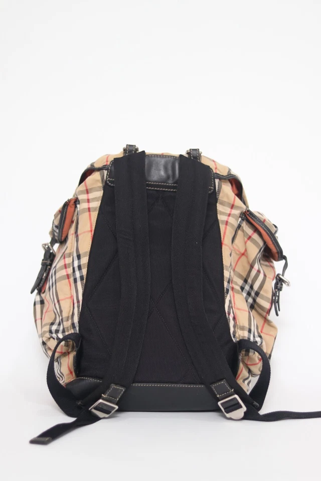 Burberry Beige/Black Vintage Check Nylon Large Rucksack Backpack - Image 2 of 4