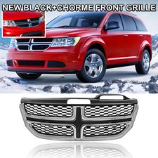 For 2011-2020 Dodge Journey Main Upper Stainless Chrome With Black Mesh Grille