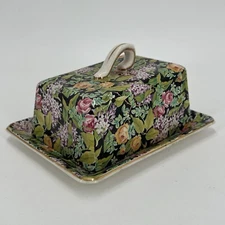PV09250 Vintage Lord Nelson Ware BLACK BEAUTY CHINTZ Small Cheese Keeper