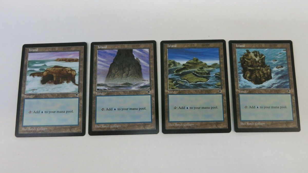 ALL 4 DIFFERENT ISLAND TEMPEST BASIC LAND MTG MAGIC THE GATHERING
