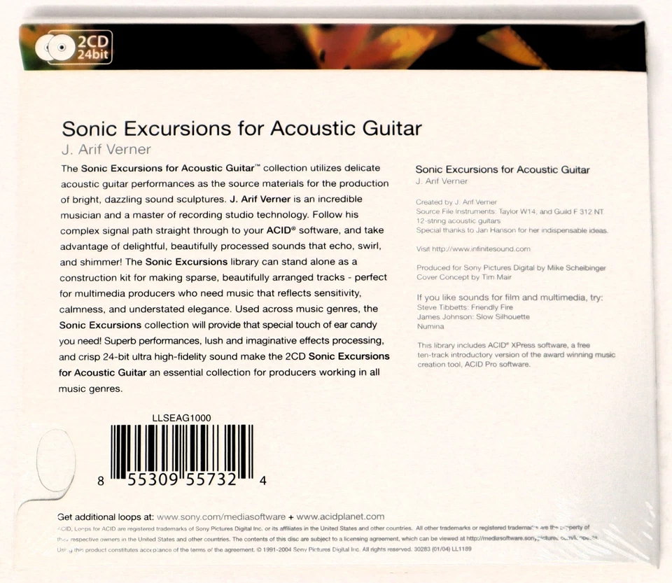 Sony Sound Series Sonic Excursions Acoustic Guitar Loops For Acid Sampling 2 CD - Image 2 of 2