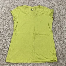 JCP small womens t shirt short sleeve v neck yellow chartreuse stretchy