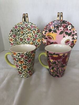 Emma Garland Mugs & Saucers By Spode X 2-1Blossom & 1 Zinnia Pattern-Ceramic