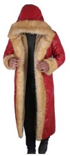 Handmade Red Leather Trench Coat Christmas Chronicles Kurt Russell Santa 2