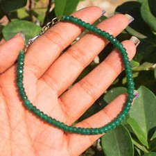 28.00 Cts Fabulous Green Onyx Amazing Cut Beaded Beautiful Bracelet VK 43 E563