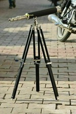 18 Inch Telescope Antique Nautical Floor Standing Brass With Wooden Tripod Stand