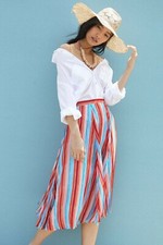 NEW Anthropologie Claremont Pleated Midi Skirt by Maeve Size L Orig. 138