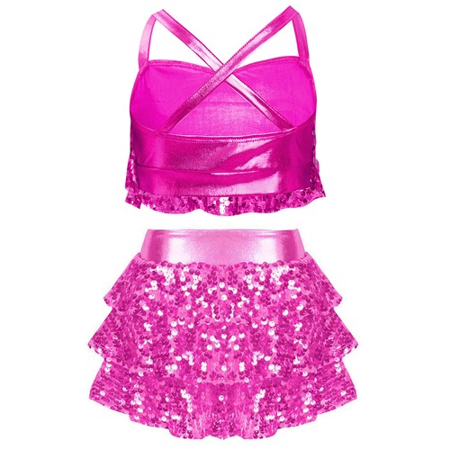 Kinder Mädchen Anzug Jazz Tanzkleidung Gymnastik Outfit mit Culotte Set Tanz Disco - Bild 15 von 65