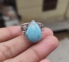 Larimar 925 Sterling Silver Statement Beautiful Handmade Ring, All Size M1464
