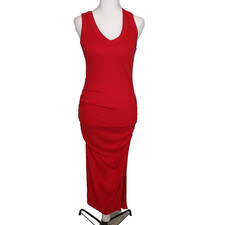 Michael Stars Los Angeles sz s salsa Red Ribbed midi Maxi Dress Resort Classic