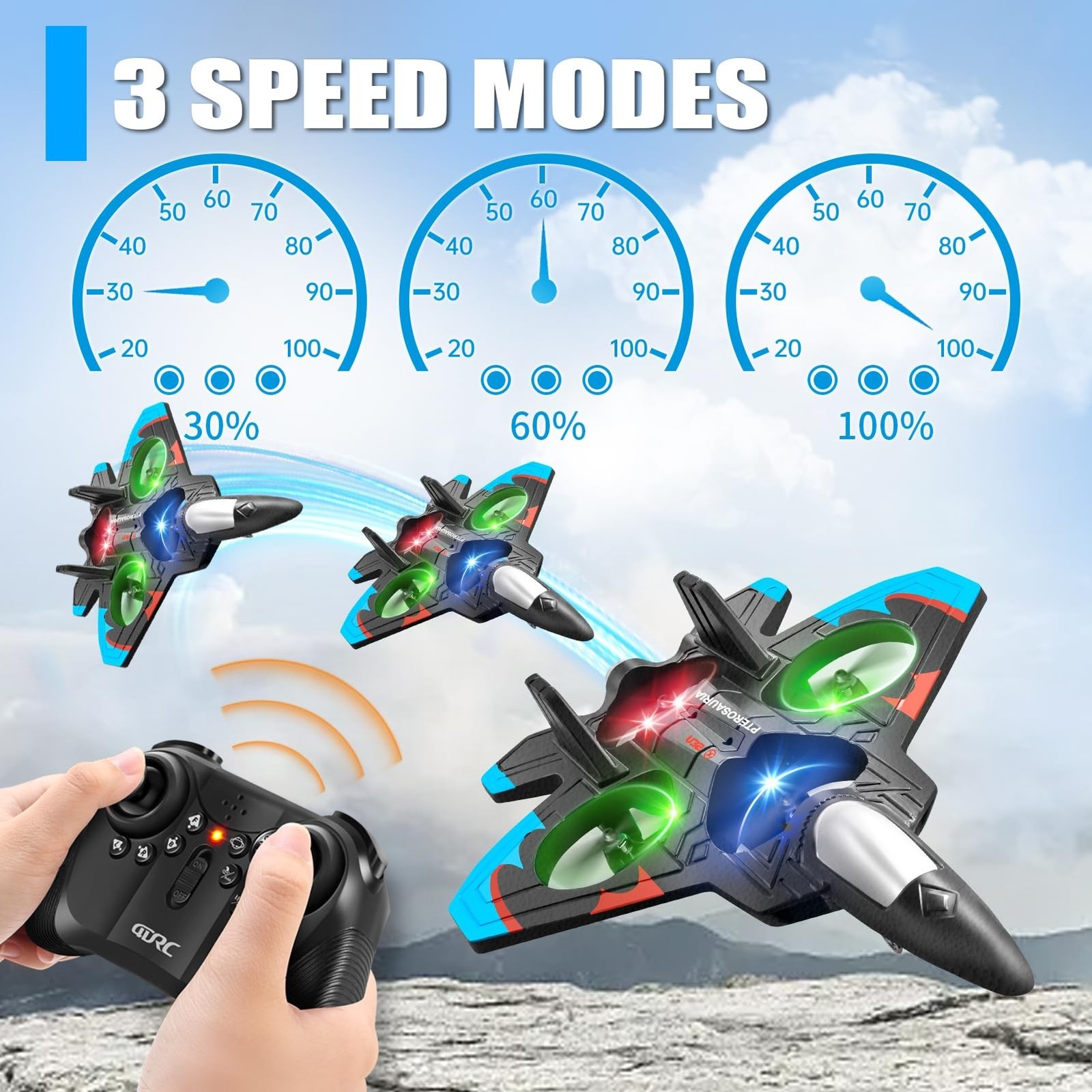 Remote Control Airplane 360 Flip Light Foam Aircraft Stunt Toy RC Fighter Jet