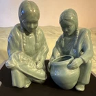Van Briggle Native American Ceramic Figurine Light Blue Art Pottery Colorado