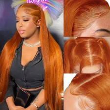 34 Inch Orange Ginger Lace Front Wigs Human Hair For Women Straight 13x4 13x6