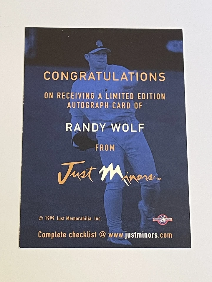 Autógrafo Just Baseball 1999 - Randy Wolf - Scranton/Wilkes-Barre Red Barons Foto 2 de 2