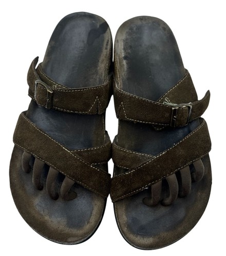 Wellrox sandali donna camoscio marrone taglia 7 pelle slip on piatti estivi comodi - Foto 3 di 12