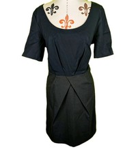 Gap Casual Career Dress Wrap Shirt Slv Scoop Neck Black/Gray Womens 16 NWT 