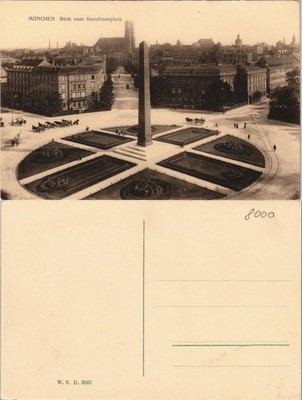 Postcard Munich Karolinenplatz & City Panorama 1910