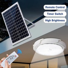28CM LED Solar Ceiling Light Outdoor Indoor Pendant Garden Security Flood Lamp