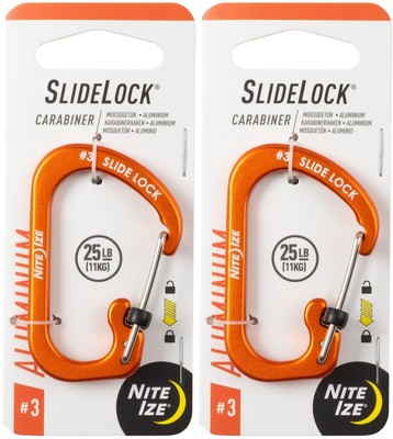 Nite Ize SlideLock Aluminum Carabiner #3 - Orange (2-Pack)