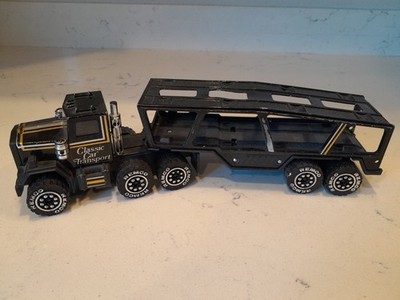 Vintage 1986 REMCO Plastic & Metal Semi Car Carrier Transport Truck Toy Black