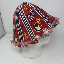 Vintage Bucket Hat Red White And Blue Cotten Reversible Unisex USA SWIM