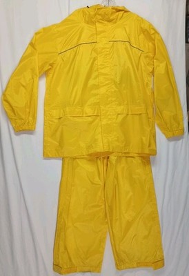 2pc Mens L Yellow Schmidt Work Rain Gear Snow Safety Transportation Flagman 