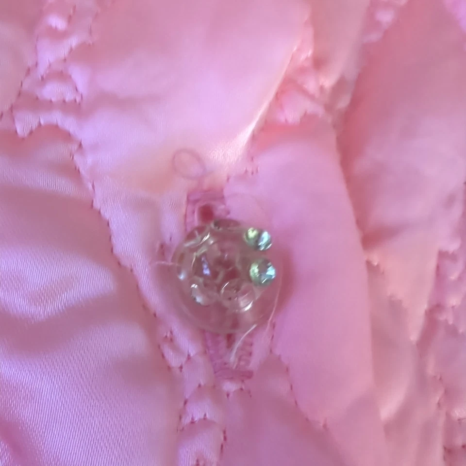 60s 70s Vintage Long Quilted House Coat Robe Pink Retro Size 1x 2x Grannycore - Image 3 of 4