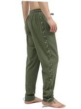 Mens Medieval Lace up Tapered Pirate Pants Renaissance Viking Small Army