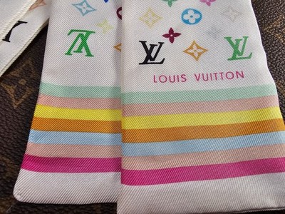 Louis Vuitton White Multicolor Bandeau Scarf M71991 Vintage
