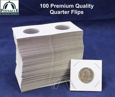 100 Premium 2x2 Cardboard  Mylar Flips for Quarters  Coin Holders