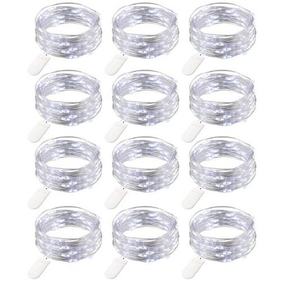 12 Pack Fairy Lights Battery Operated String Lights，7FT 20LED Waterproof Silv...