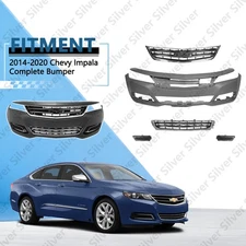Complete Front Bumper Grille Set W/ Fog Lights Cover Fits 14-20 Chevrolet Impala