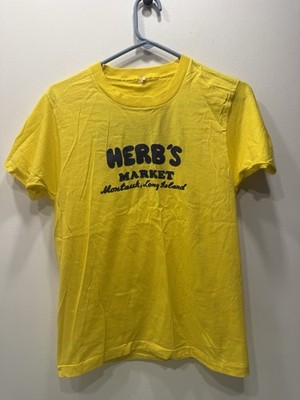80s VINTAGE HERB'S MARKET FAMOUS MONTAUK NEW YORK DELI T-SHIRT SZ M THE HAMPTONS