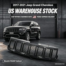 Us Stock For 2017-2021 Jeep Grand Cherokee Black Front Upper Grill Assembly