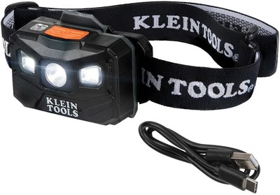 Klein Tools 56048 Rechargeable Auto-Off LED Headlamp, Adjustable Fabric Black 