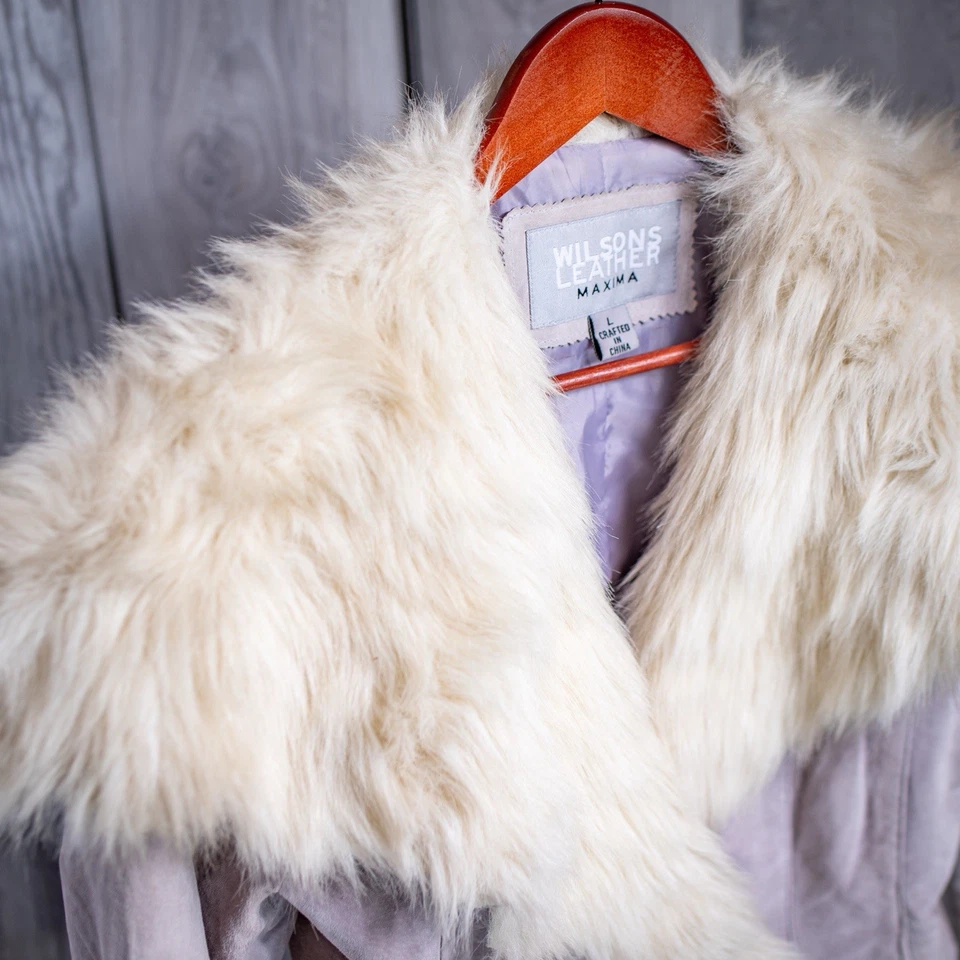 Abrigo Penny Lane Vintage Wilson’s Cuero Máxima Púrpura Talla Grande Boho Glam LEER Foto 3 de 4