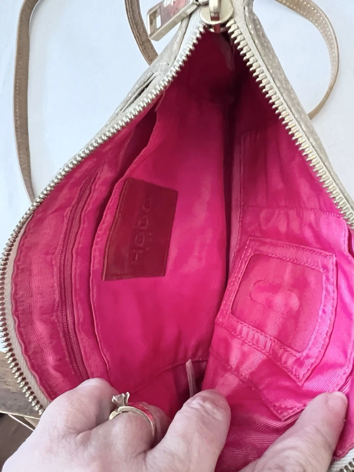 Hobo Small Metallic Snakeskin Leather Mara Zip Crossbody Handbag Travel - Image 4 of 4