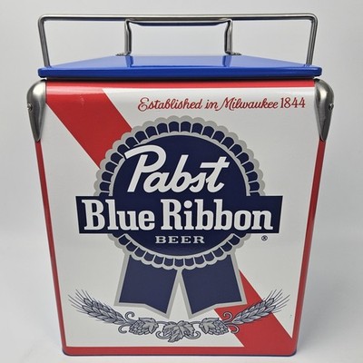 Pabst Blue Ribbon PBR Metal Beer Cooler Box w Bottle Opener