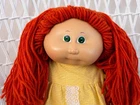 Vintage 1980s Coleco Cabbage Patch Kid Red Yarn Hair Green Eyes Original Dress
