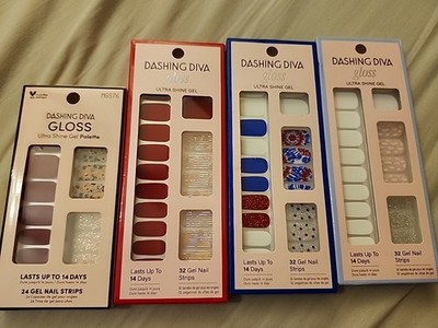 Dashing Diva Patriotic Gloss Nail Strips  Nails That I Love Chip Lot Of 4 Mix 