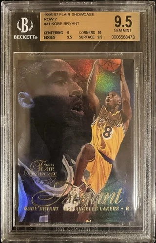 1996-97 Flair Showcase Row 2 #31 Kobe Bryant Rookie RC BGS 9.5 GEM MINT w/ 10
